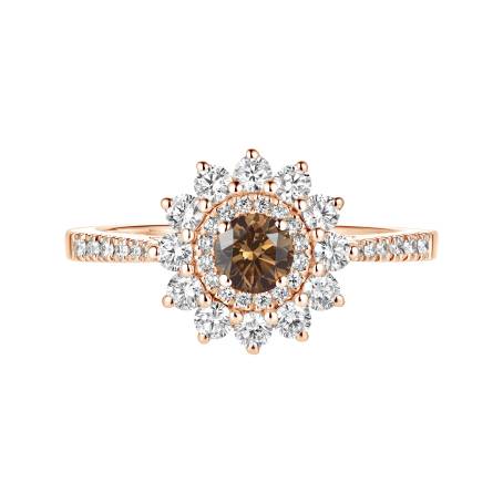 Ring 18K Roségold Diamant-Schokolade Lefkos 4 mm Pavée