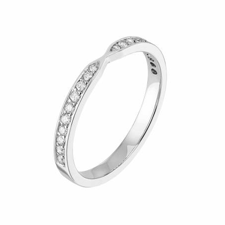 Alliance Or blanc 18 cts Diamant Lady Jonc Pavée