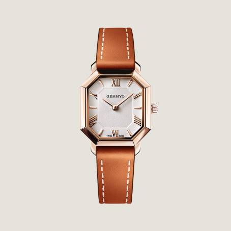 Montre Acier rosé Prima Bracelet Cuir naturel