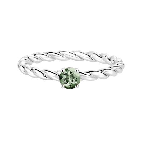 Capucine 4 mm White Gold Green Sapphire Ring