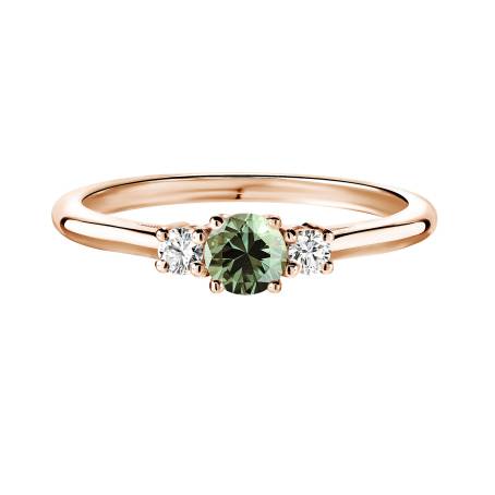 Bague Or rose 18 cts Saphir Vert Baby Lady Duo