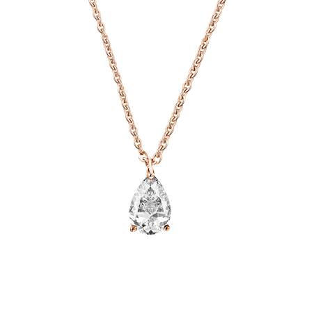 Pendentif Or rose 18 cts Diamant Lady Poire