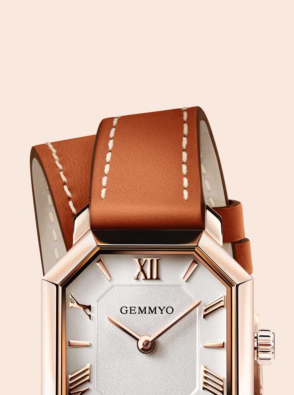 Montre Prima acier rosé cuir double