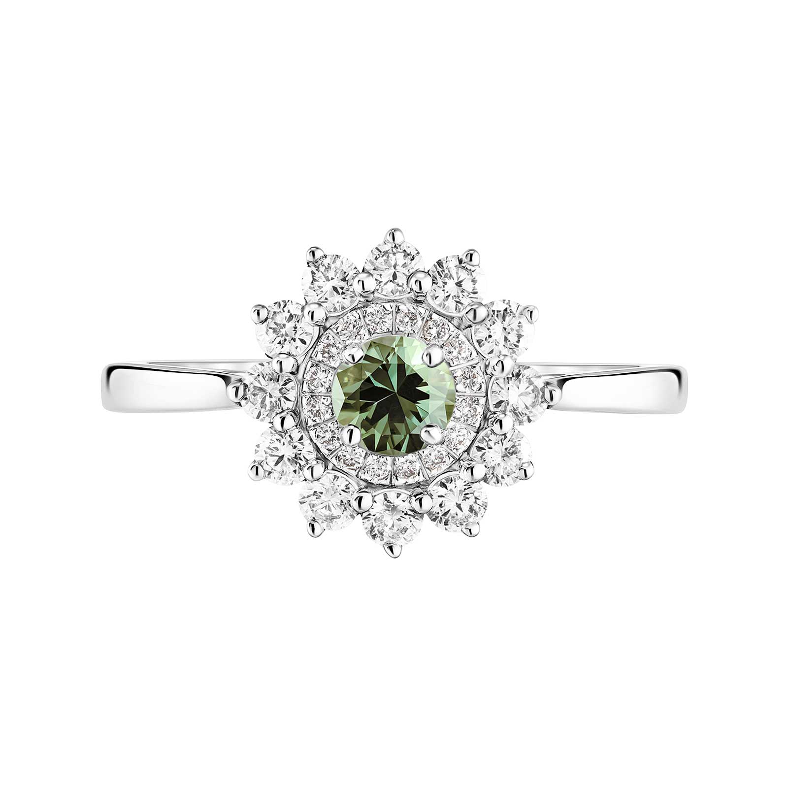 Ring White gold Green Sapphire Lefkos 4 mm 1