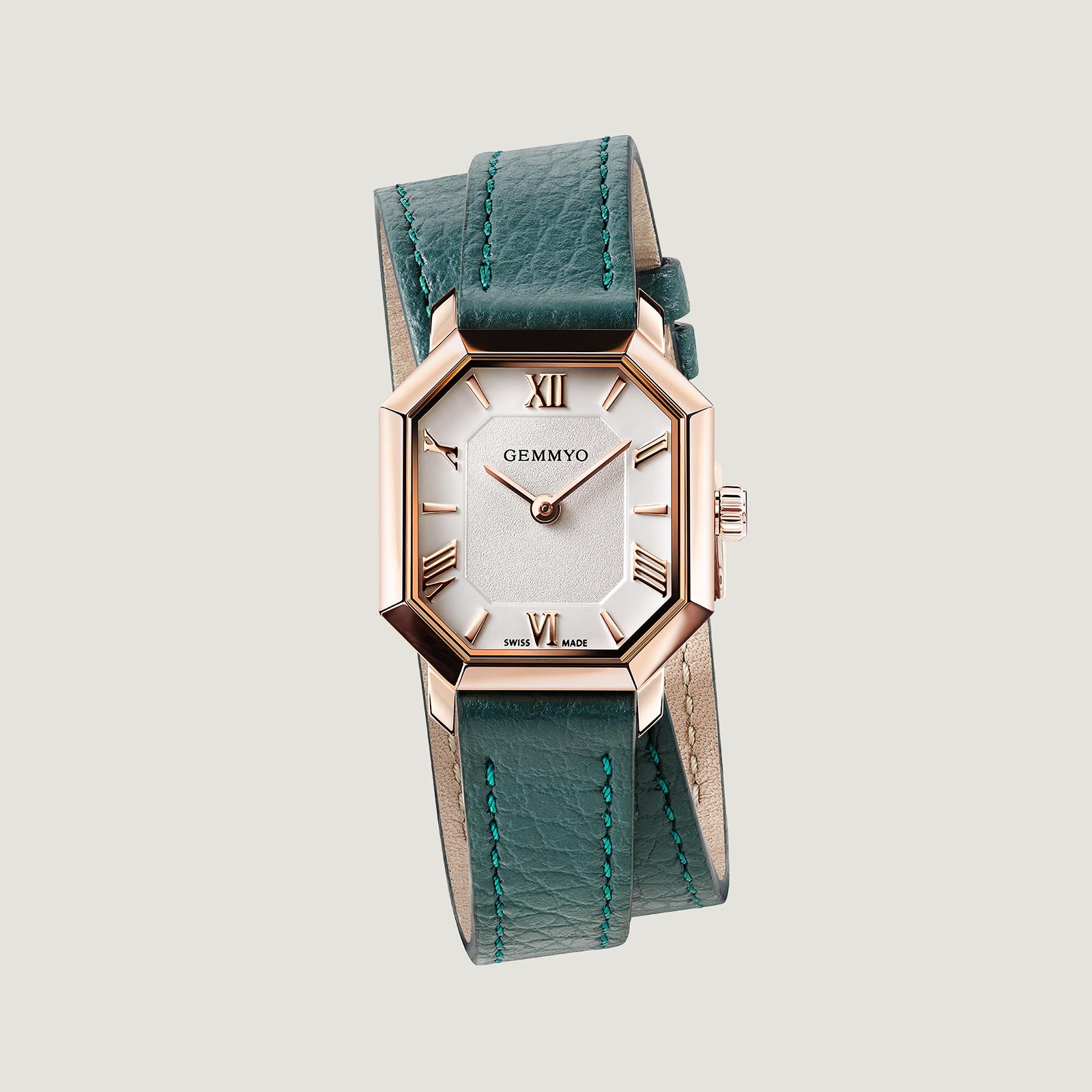 Montre Prima acier rosé et bracelet simple tour Teal