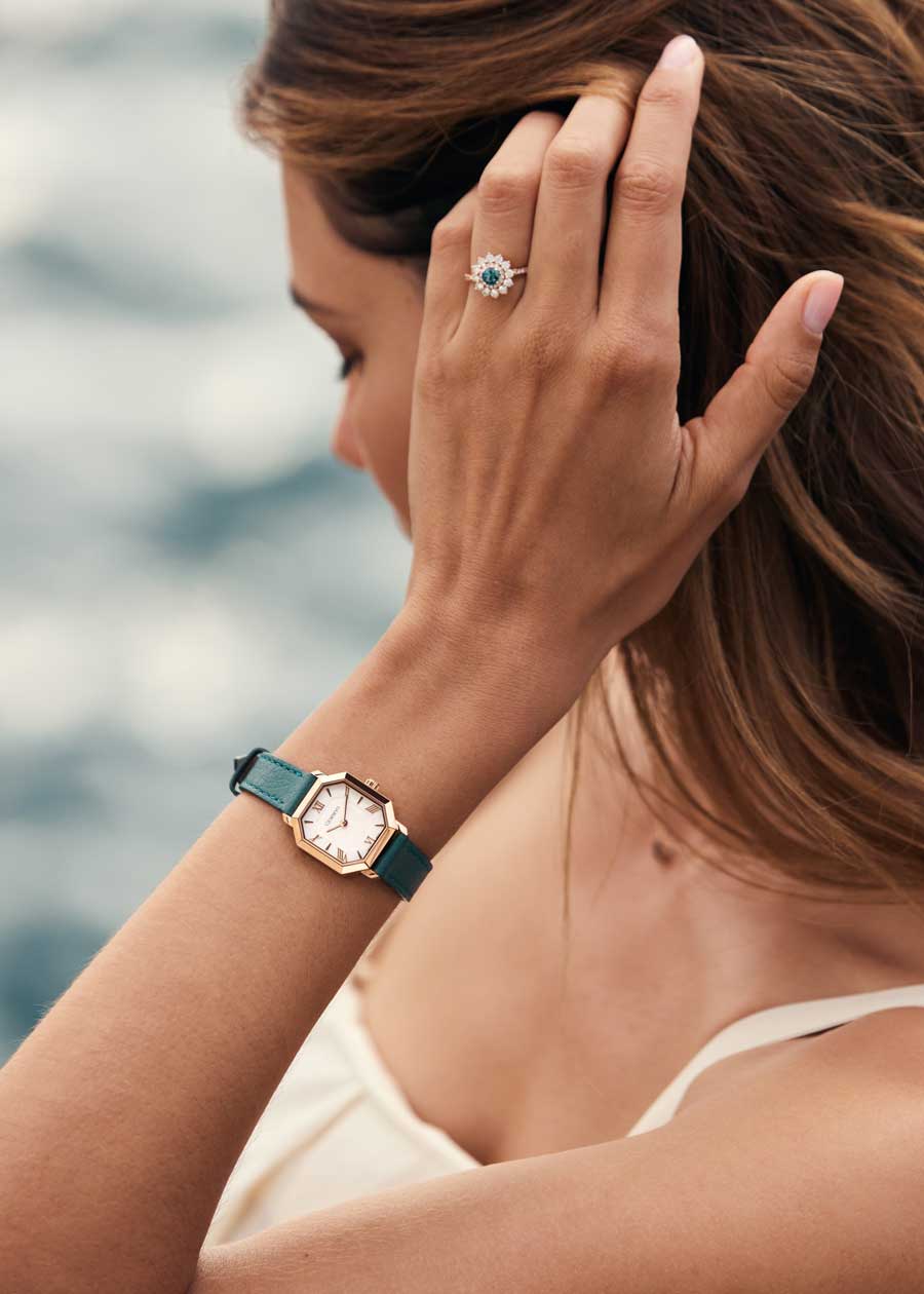 Montre Prima acier rosé et bracelet simple tour Teal