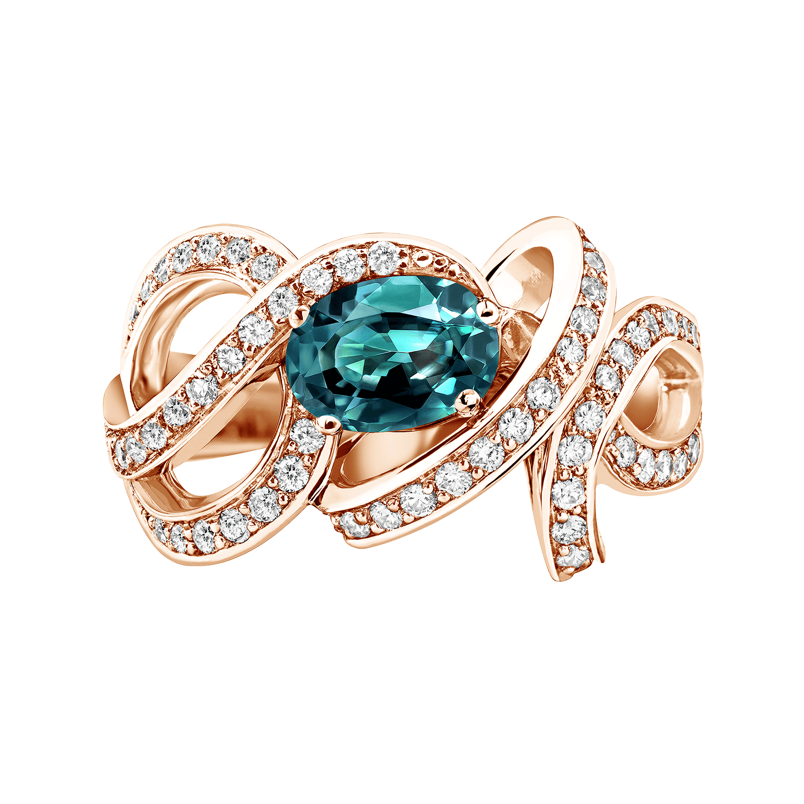 Bague Olympia or rose et saphir Teal