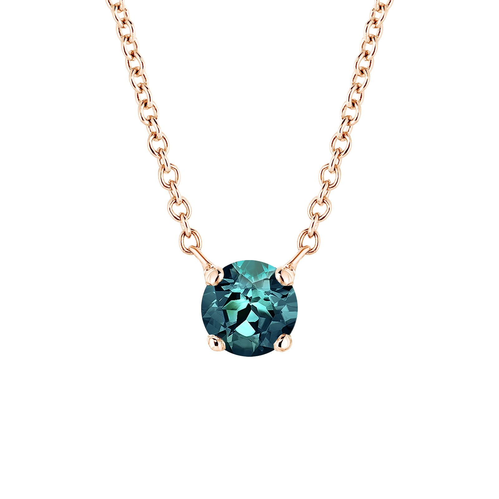 Pendentif Lady XL or rose et saphir Teal